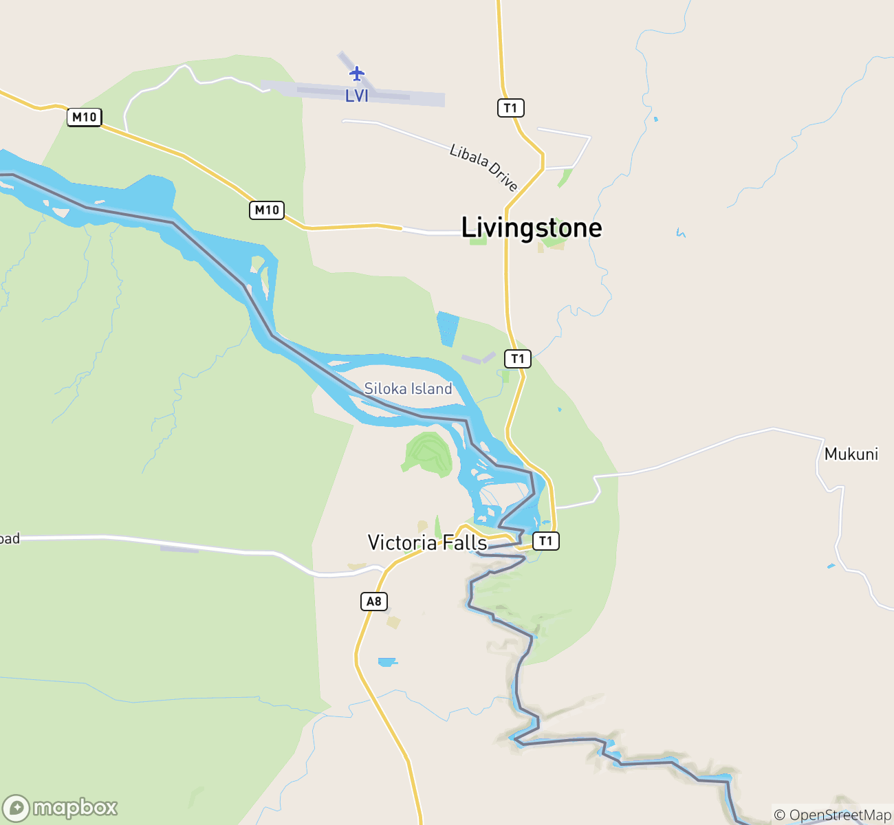 Victoria Falls Map